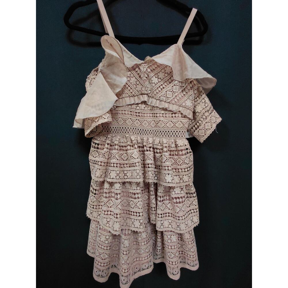 TWO SISTERS 100% Cotton Ruffle Dress Pink Solid Lace Short Sleeveless Size 4